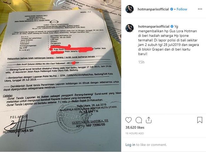 Sayembara dari Hotman Paris bagi yang bisa menemukan HP miliknya yang hilang