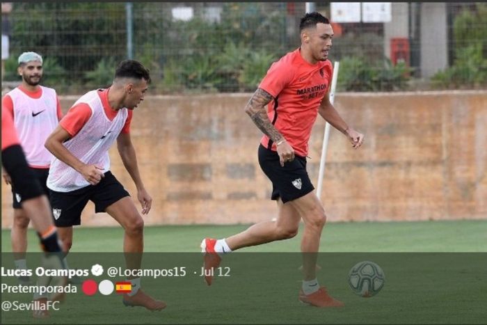 Pemain Argentina miik Sevilla, Lucas Ocampos.