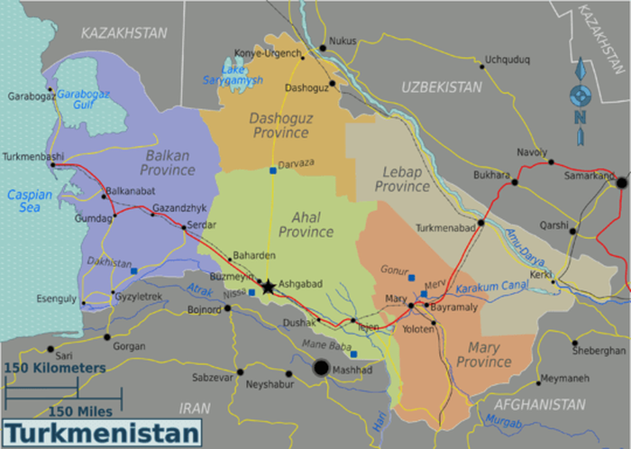 Peta negara Turkmenistan.