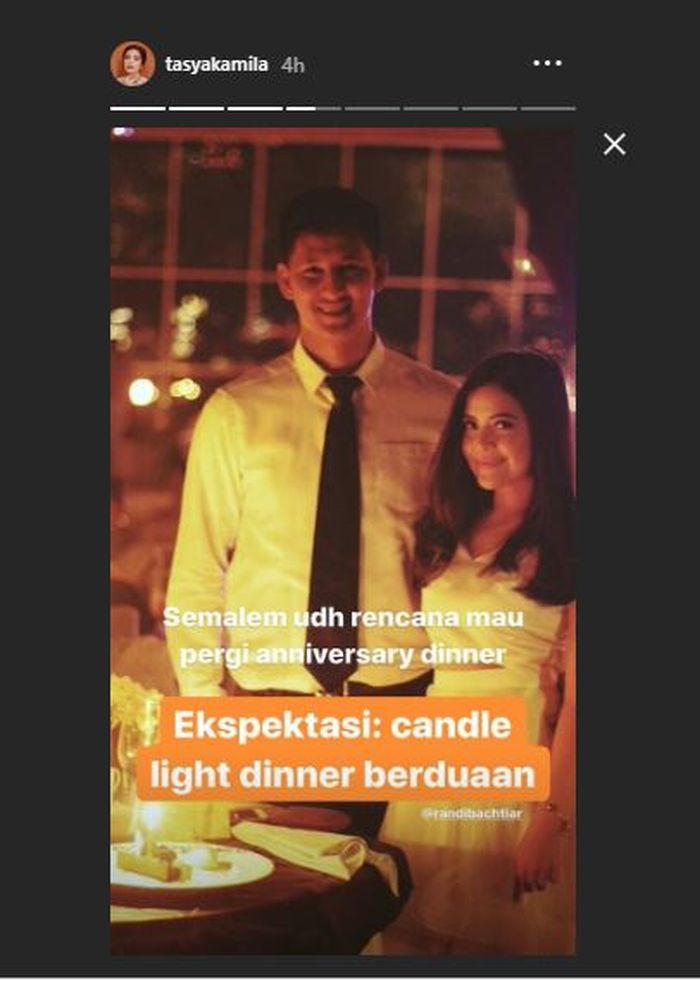 Ekspektasi perayaan anniversary yang diunggah Tasya Kamila