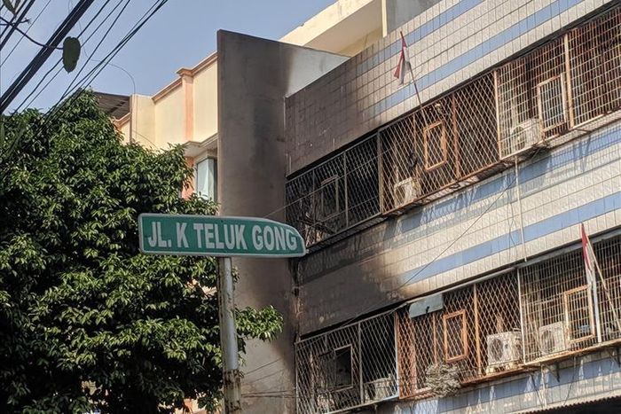 Kebakaran yang menewaskam sekeluarga di Teluk Gong, Pejegalan, Penjaringan, Jakarta Utara, Senin (5/8/2019).