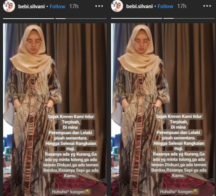 Bebi Silvana curhat harus pisah ranjang dengan Opcik saat melakukan Ibadah Haji