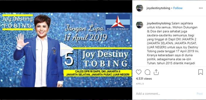 Joy Tobing kini jadi politisi