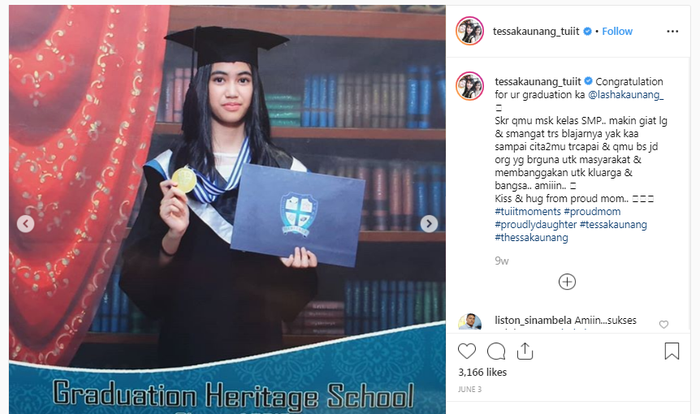 Andisa Leota, anak Tessa Kaunang yang kini beranjak remaja.
 