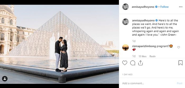 Unggahan ini membuat Annisa Pohan dikabarkan tengah mengandung