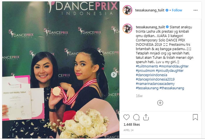 Jadi penari balet, anak Tessa Kaunang ini punya banyak prestasi, lho!
 