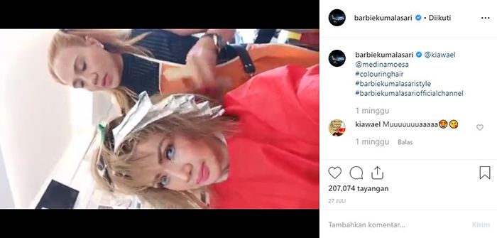 Barbie Kumalasari sibuk perawatan rambut