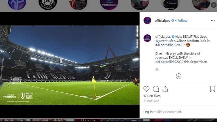 Unggahan akun PES di Instagram.