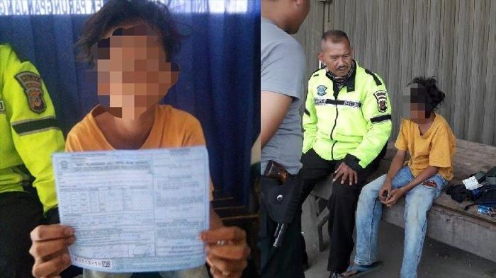 Bocah yang sudah putus sekolah dan menjadi pengemudi truk tronton ditilang polisi