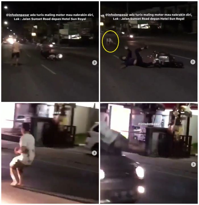 Ngamuk di Tengah Jalan, Seorang Bule Perlihatkan Tendangan Kungfu ke Pengendara Motor dan Tabrakan Diri ke Mobil