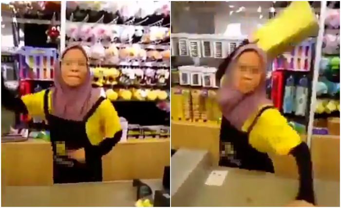 Kasir lempar pembeli dengan papan kecil karena kesal