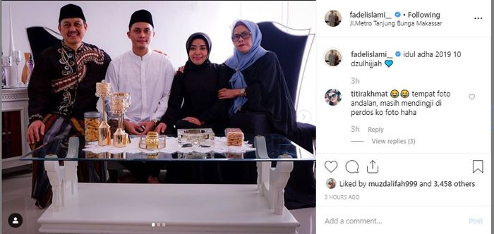 Fadel Islami rayakan Idul Adha 2019 bersama keluarga di Makassar.