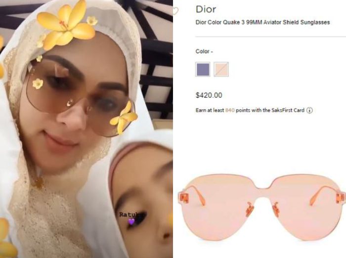 Syahrini terlihat memakai kacamata mewah dari brand Dior