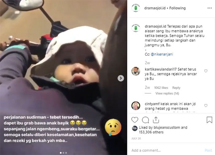 Rela bawa bayi yang berumur 8 bulan selama mengatar penumpang