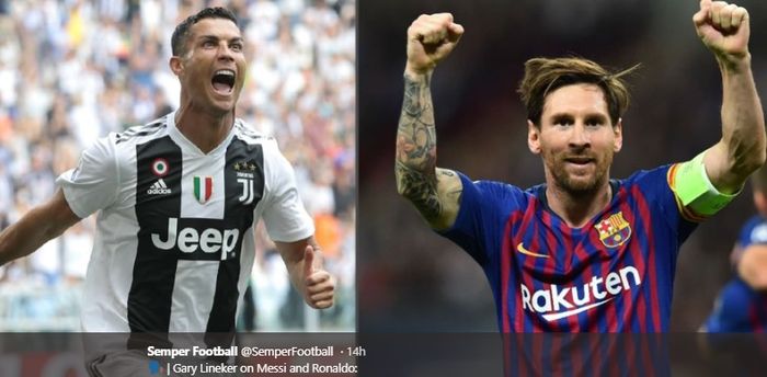 Megabintang Juventus, Cristiano Ronaldo dan megabintang Barcelona, Lionel Messi.