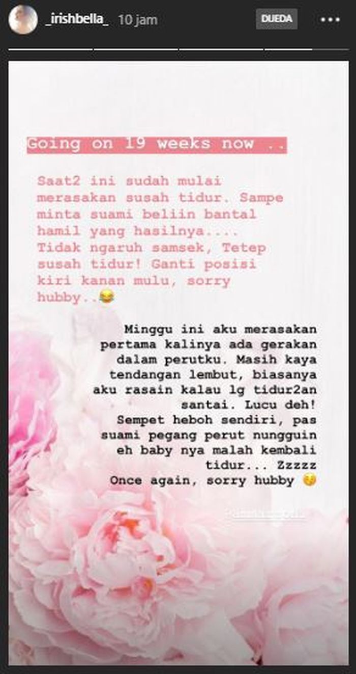 Cerita <a href='https://lampung.tribunnews.com/tag/irish-bella' title='Irish Bella'>Irish Bella</a> soal tendangan janin di perutnya