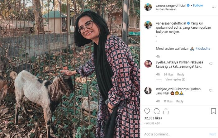 Unggahan Vanessa Angel di feed instagram.