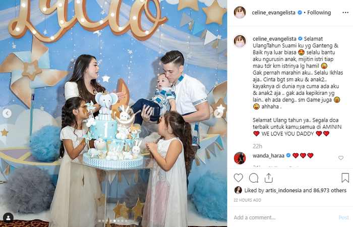 Unggahan selamat ulang tahun dari Celine Evangelista untuk sang suami, Stefan William