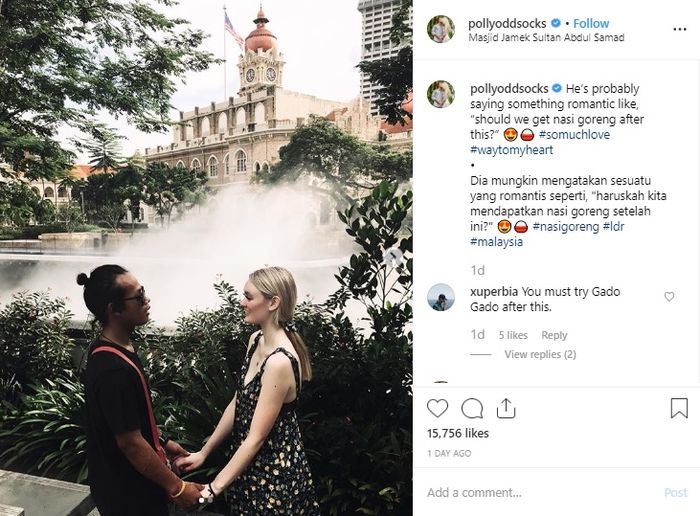Polly Alexandria dan Nur Khamid saat berbulan madu di Kuala Lumpur, Malaysia.
