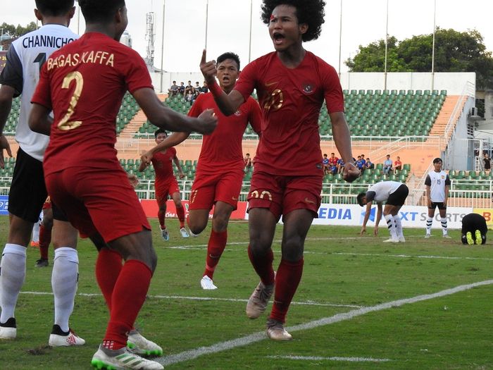 Timnas U-18 Indonesia saat melawan Timnas U-18 Laos di pertandingan keempat Grup A Piala AFF U-18 2019