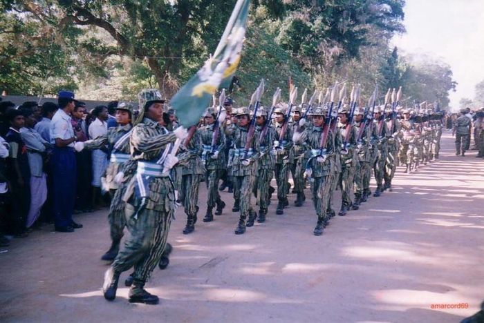 Tamil Tigers dalam parade di Killinochchi pada tahun 2002.