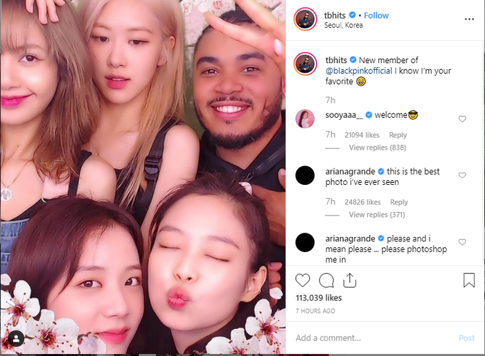 Produser Ariana Grande mengunggah foto bersama dengan Blackpink