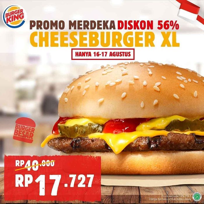 Diskon Cheeseburger XL dari Burger King 