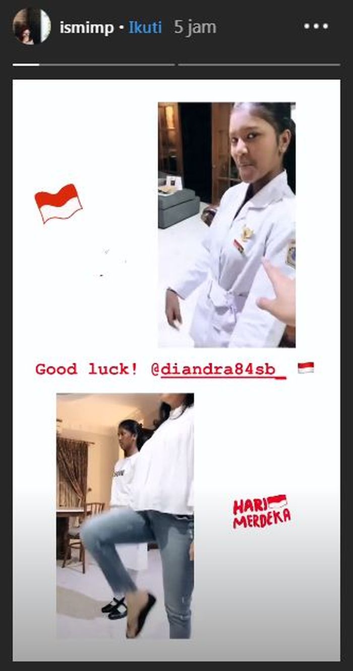 Bella Saphira menemani Diandra berlatih gerakan baris berbaris