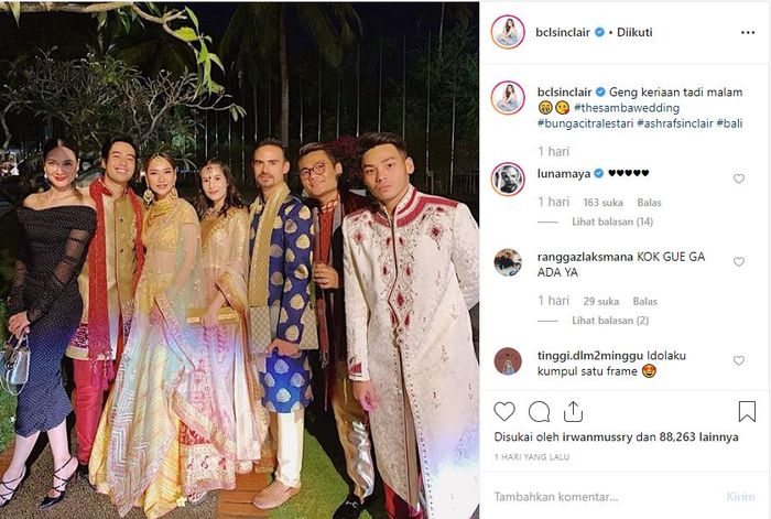 Kiri-Kanan: Luna Maya, Vidi Aldiano, Bunga Citra Lestari, Chealse Islan, Ashraf Sinclair, dan 2 kerabat non artis