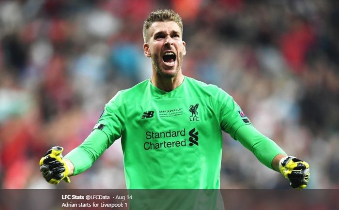 Kiper baru Liverpool yang didapat secara gratis dari West Ham United, Adrian.