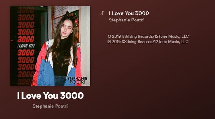 Lagu I Love You 3000 sudah dibubuhi keterangan berada di bawah label 88rising