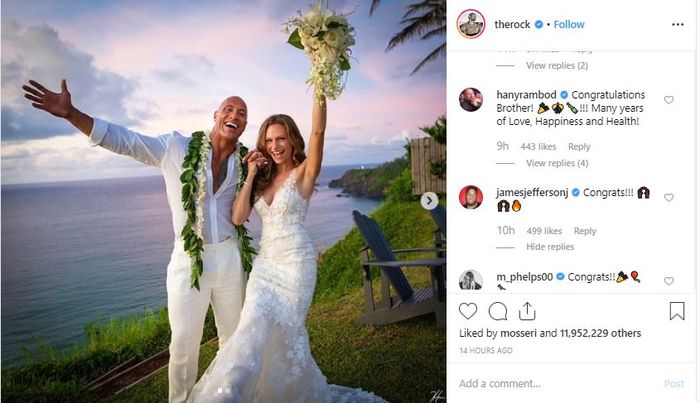 Potret momen kebahagiaan pernikahan Dwayne