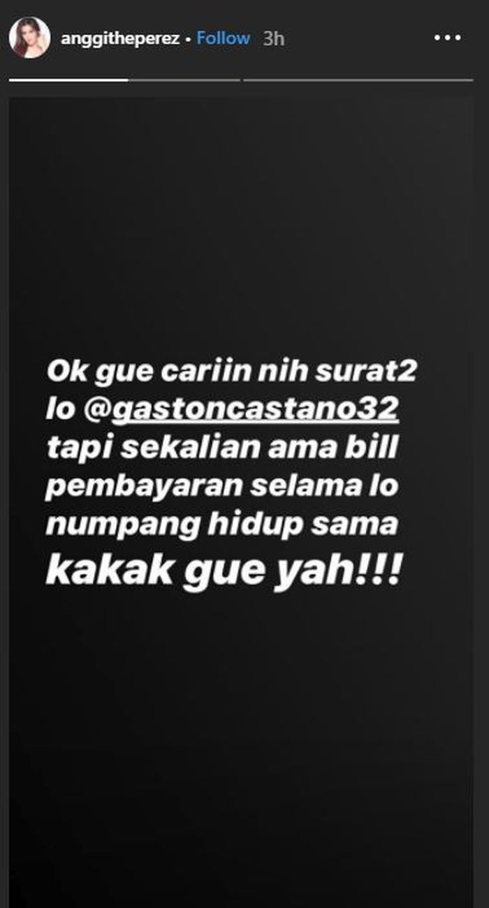 Balasan Anggi Perez terhadap Gaston Castano. Instagram.com/@anggitheperez