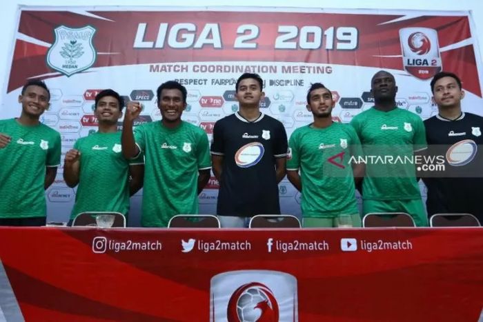 Suasana perkenalan tujuh pemain baru PSMS Medan untuk putaran kedua Liga 2 2019.
