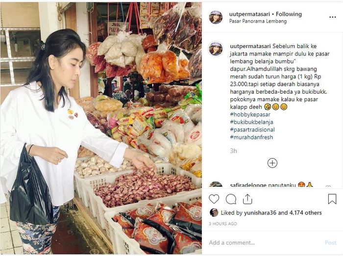 Uut Permatasari di pasar tradisional