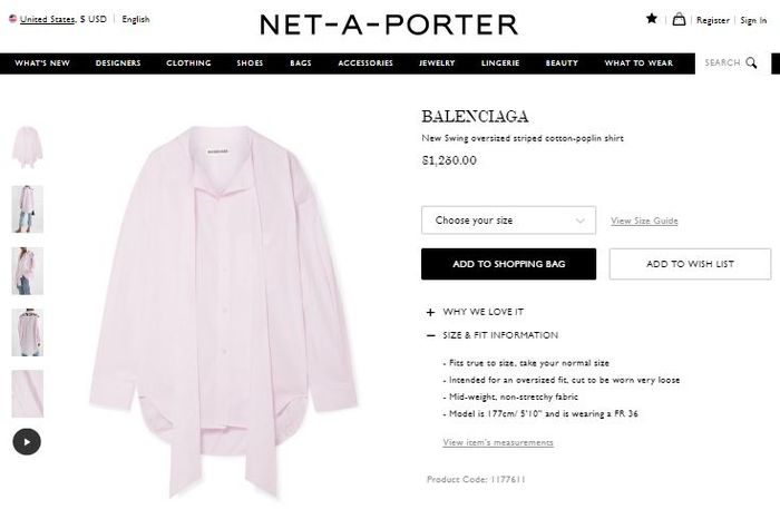 Balenciaga New Swing Oversized Sriped Cotton-Poplin Shirt