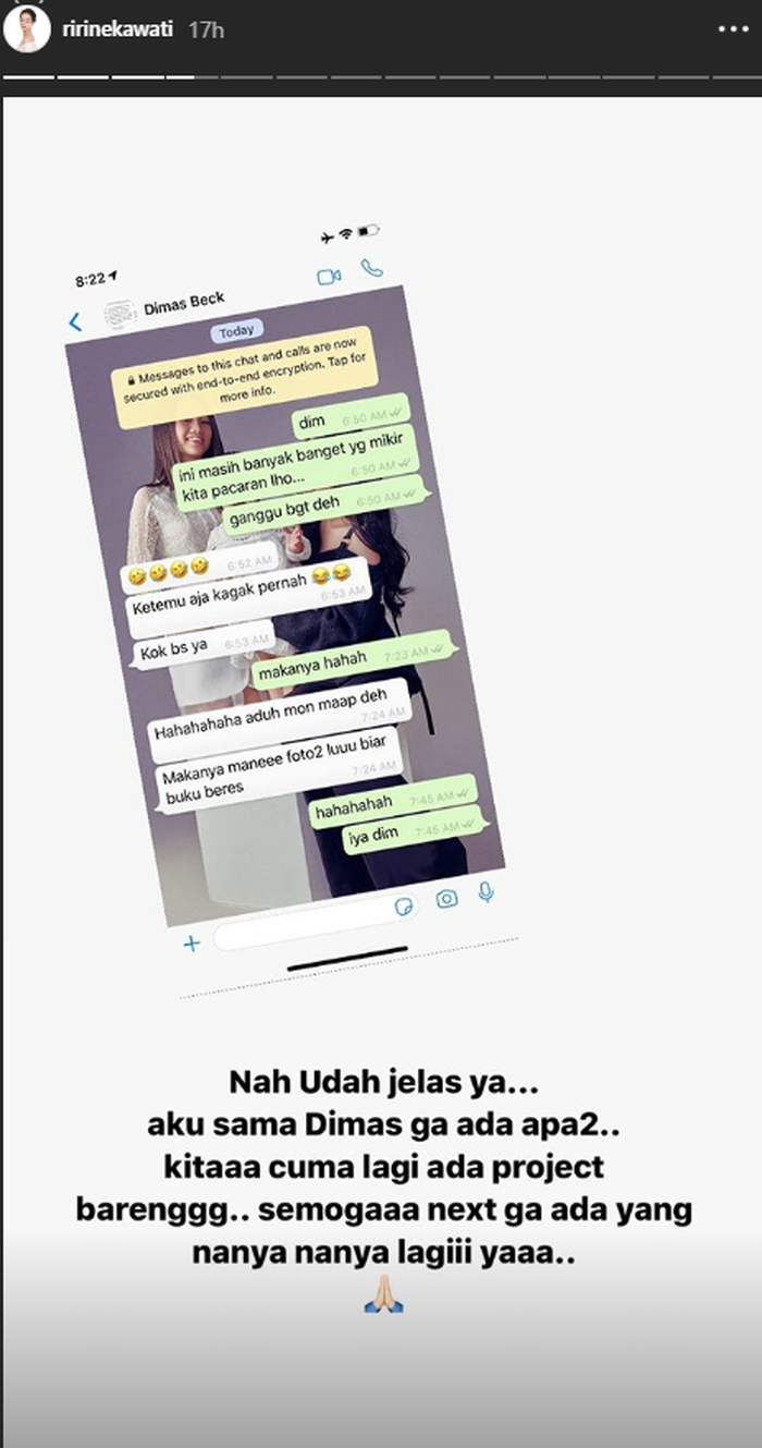 Ririn Ekawati beri klarifikasi soal hubungannya dengan Dimas Beck