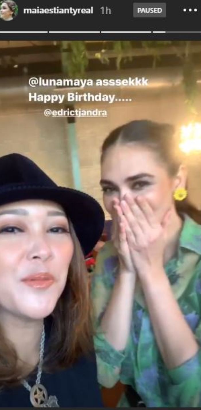 Maia Estianty di pesta ulang tahun Luna Maya.
