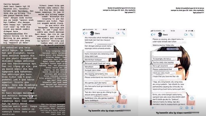 Elvira, pacar Dana mengunggah status kesedihan usai sang kekasih ditemukan meninggal dunia dalam mobil terbakar