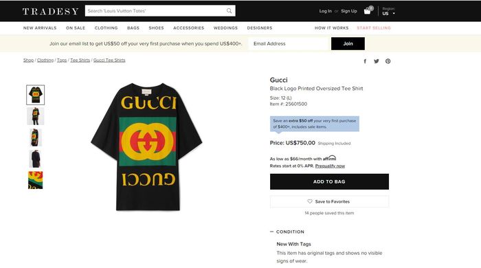 oversize T-shirt with Gucci logo in black