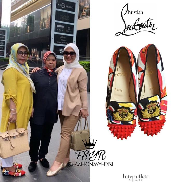 Penampilan mewah Wati Nurhayati yang tak kalah cetar dari sang anak, Syahrini saat kenana sepatu branded harga 20 jutaan rupiah