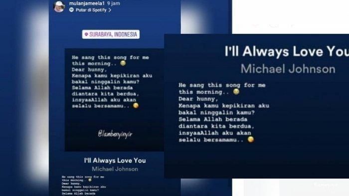 Unggahan Mulan tentang suaminya yang takut ditinggalkan