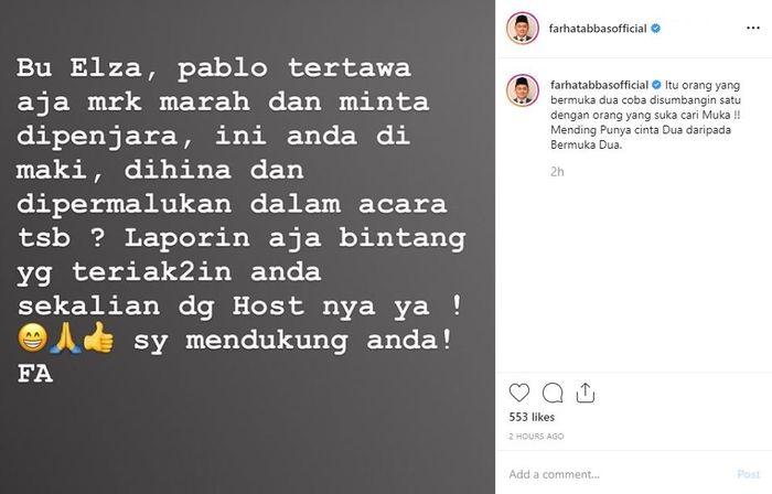 Farhat Abbas ambil kesempatan dalam kesempitan di aksi Nikita Mirzani.