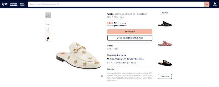Gucci seri White Flat Princetown Bee and Star Mule