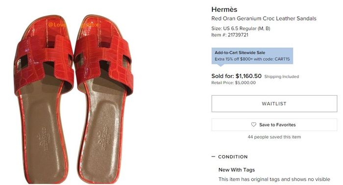 Harga Red Oran Geranium Croc Leather Sandals dari Hermes