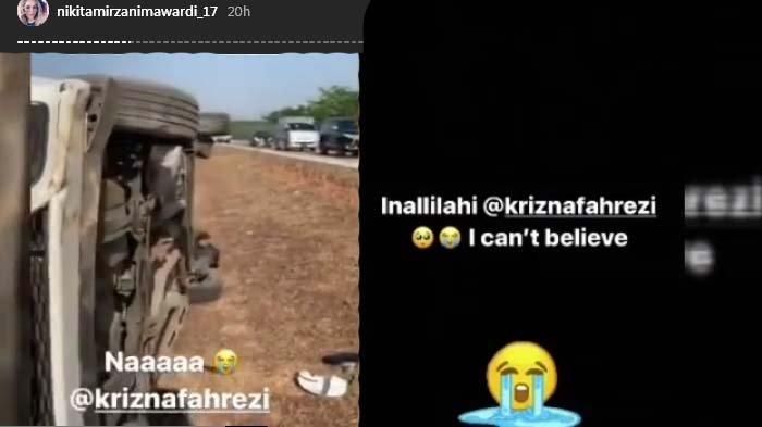 Insta story Nikita Mirzani, memuat foto kecelakaan hair stylist Krizna Fahrezi