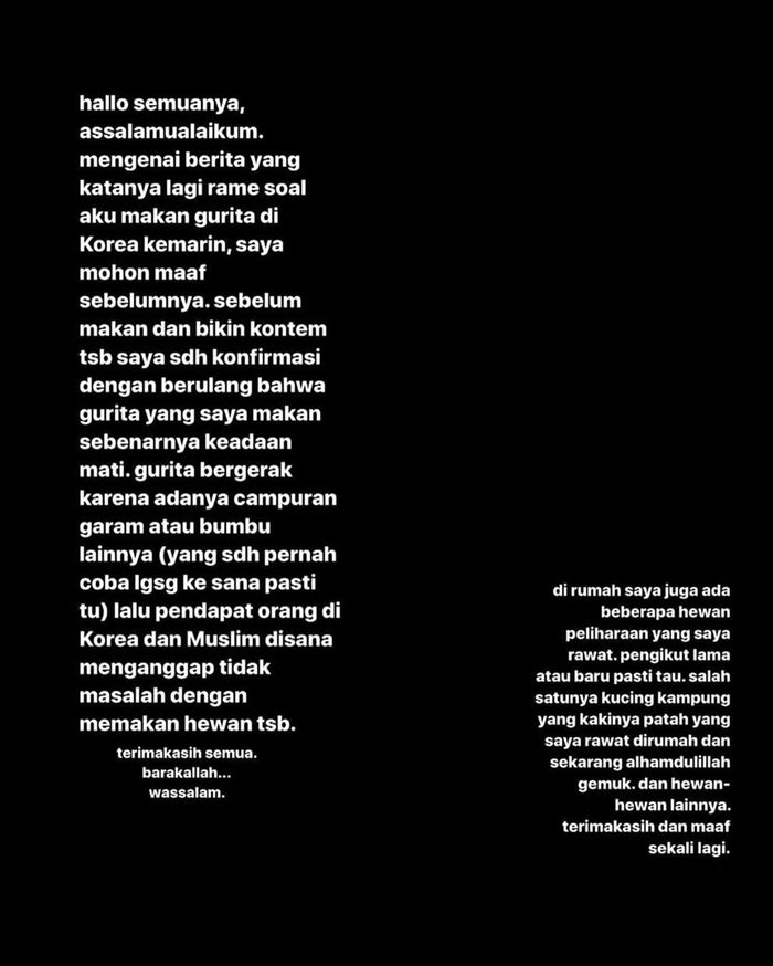Klarifikasi Ria Ricis soal vlog makan gurita hidup