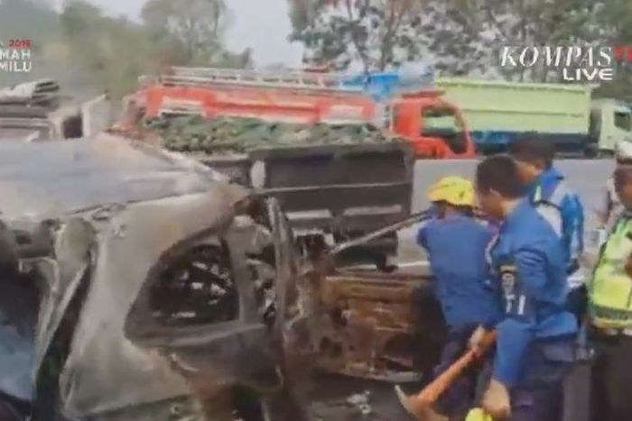 Tangkap Layar KompasTV kecelakaan di tol Cipularang.