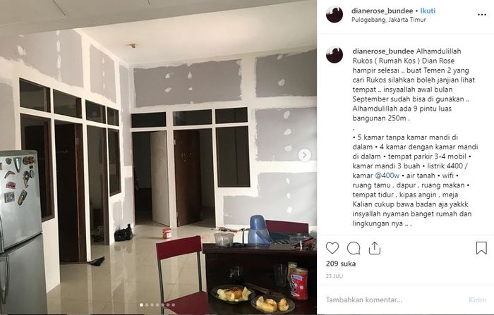 Kos yang dibangun Dian Rositaningrum