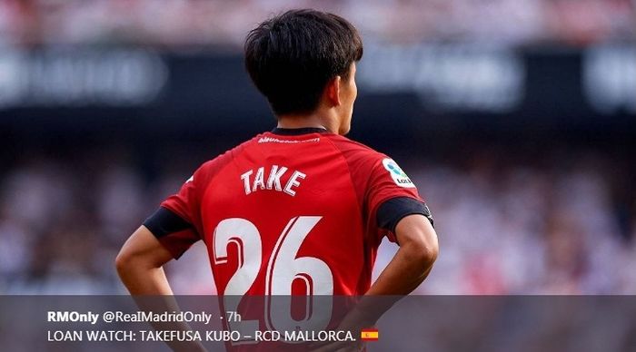 Pemain muda Mallorca, Takefusa KUbo, dalam laga versus Valencia pada Minggu (1/9/2019).